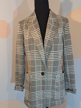 H&M Black and White Plaid Blazer